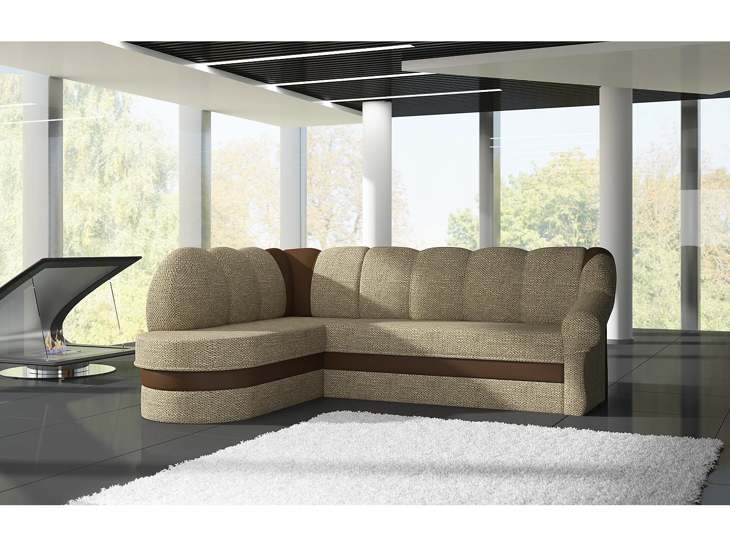Ecksofa Fuente L/Stoff-Beige