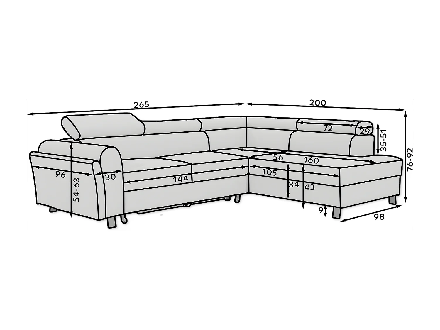 Ecksofa Nestro L/Stoff-Rose