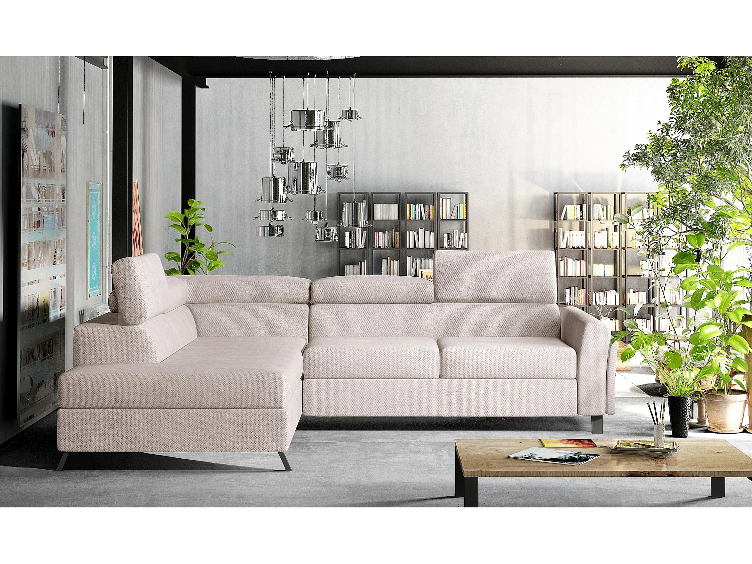 Ecksofa Nestro L/Stoff-Rose