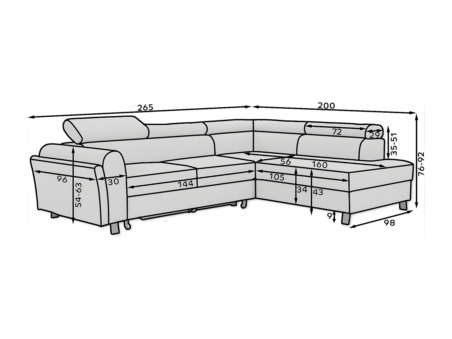 Ecksofa Nestro L/Stoff-Rose