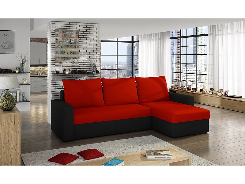 Canapé Corner Angolo R/Tissu-Rouge