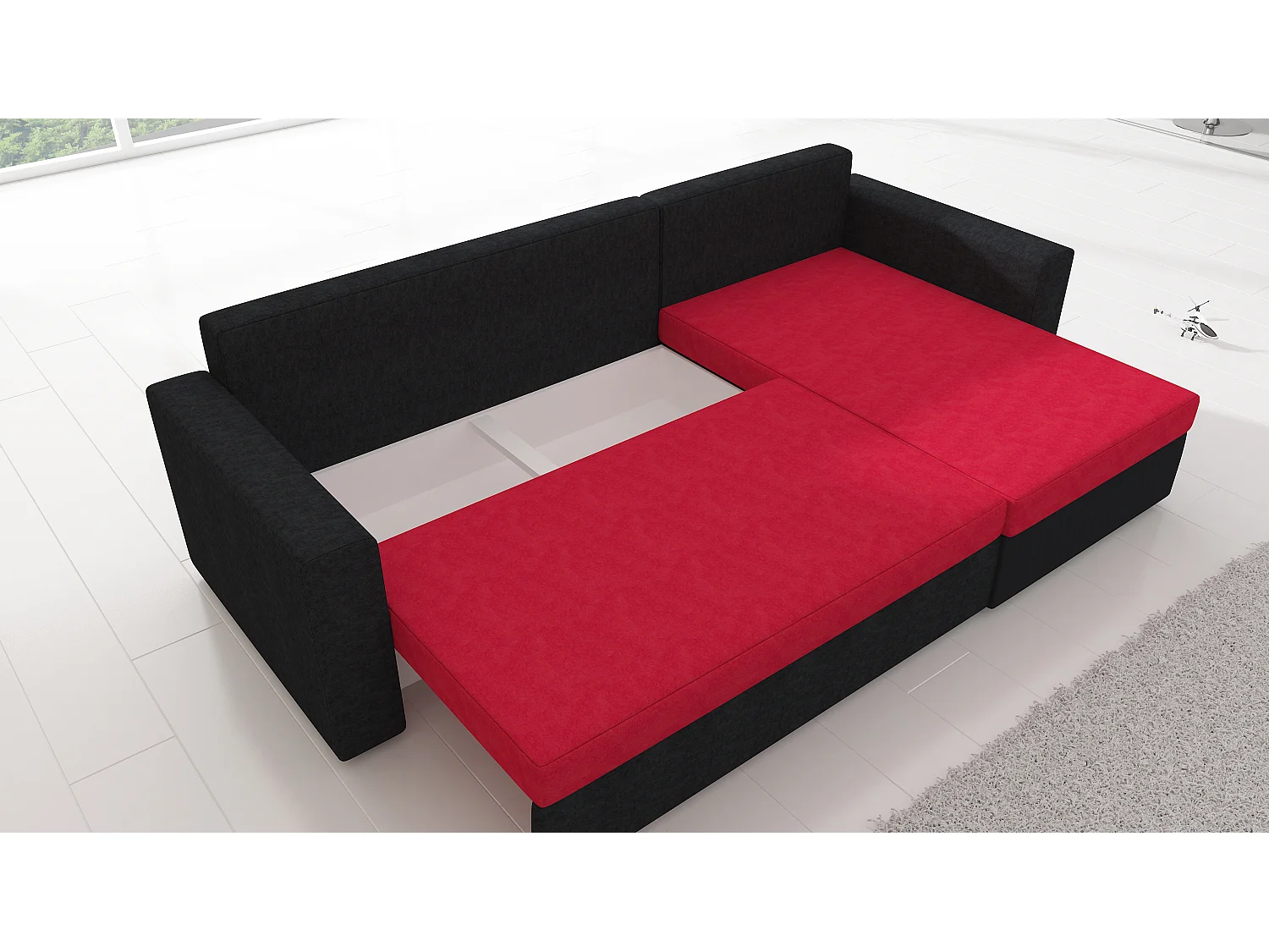 Canapé Corner Angolo R/Tissu-Rouge