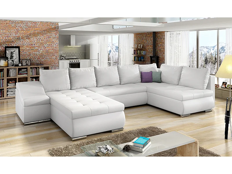 Ecksofa Marango UL/Stoff-Weiss