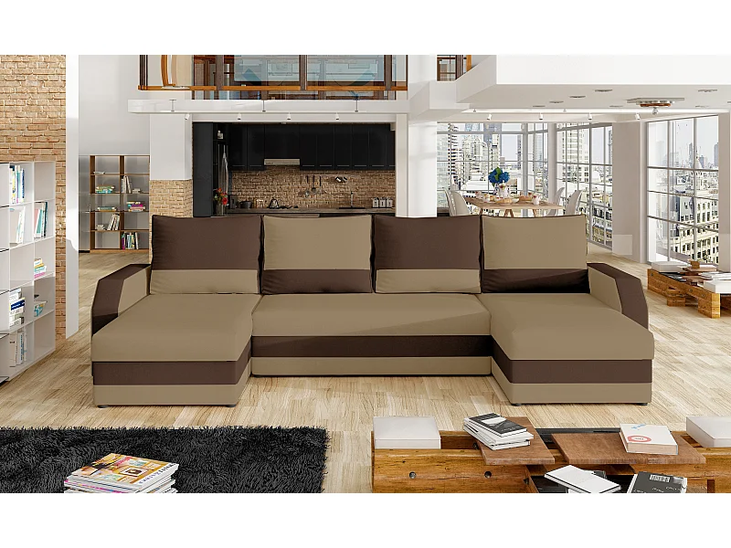 Canapé Corner Pavilon-U/Tissu-Marron