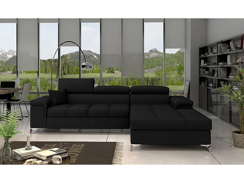 Ecksofa Lucca R/Stoff-Schwarz