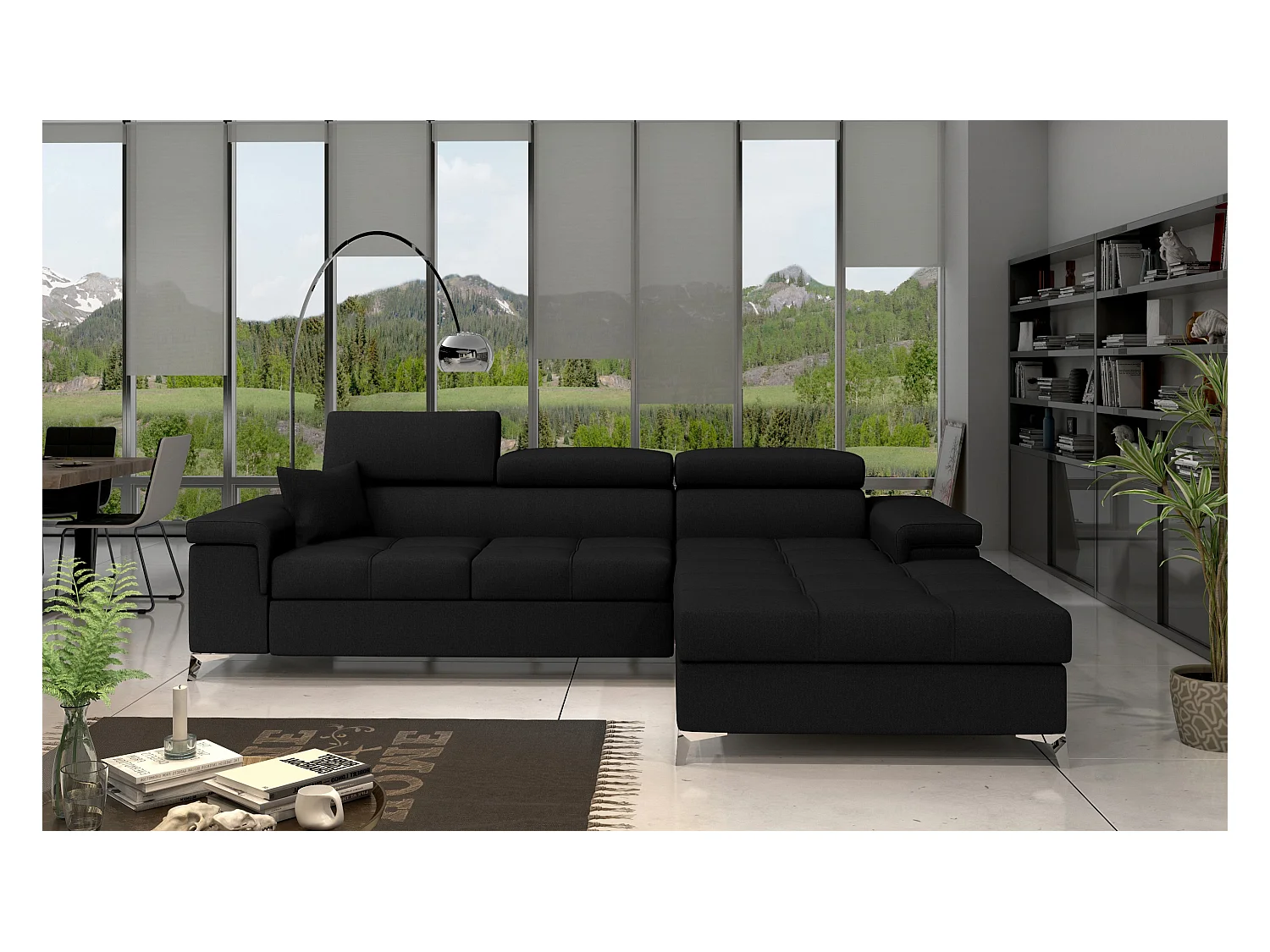 Ecksofa Lucca R/Stoff-Schwarz
