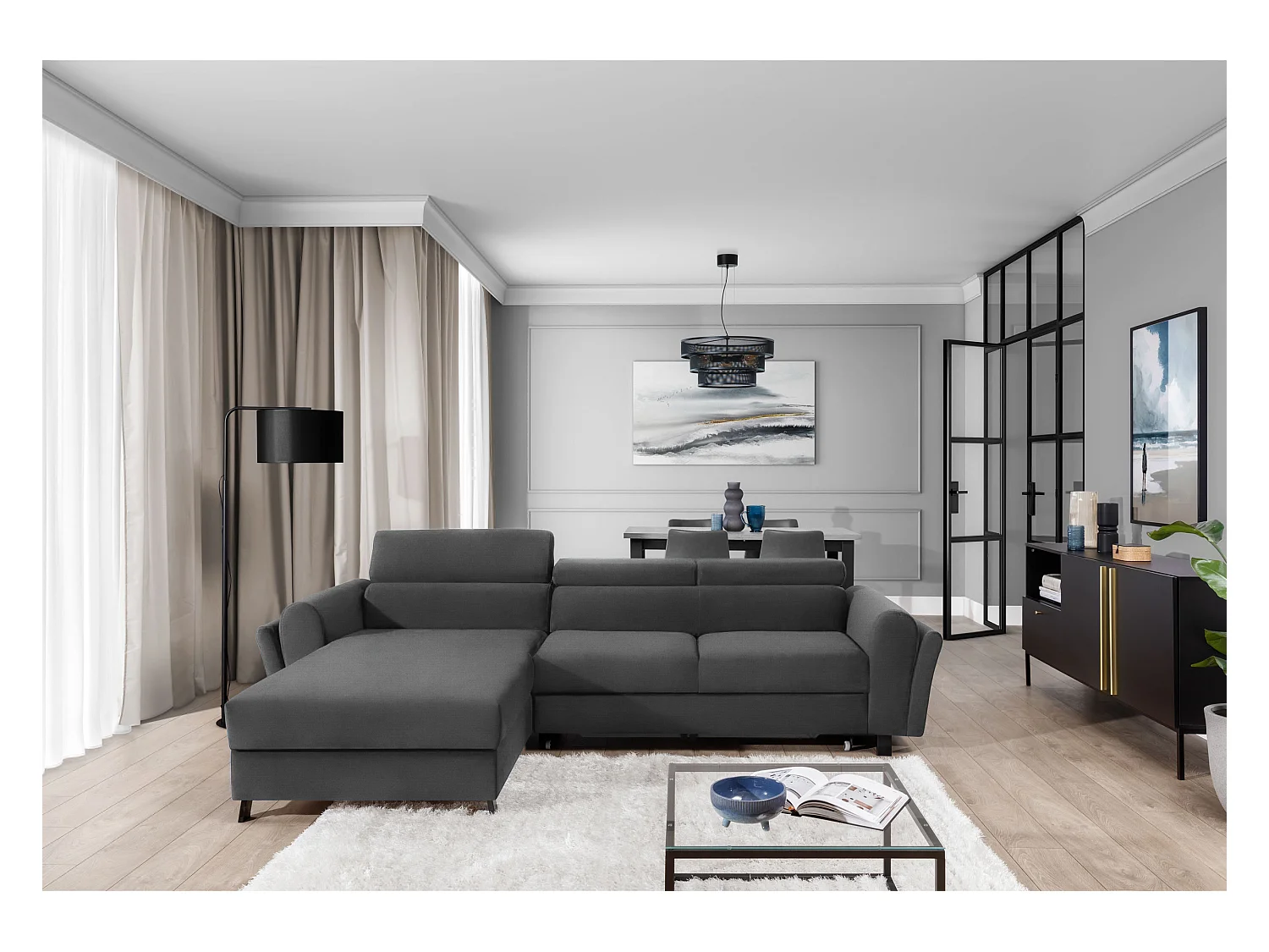 Ecksofa Salvia L/Stoff-Anthrazit