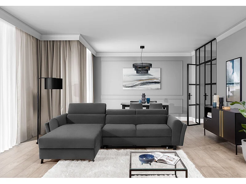 Divano d'angolo Salvia L/Tessuto-Antracite