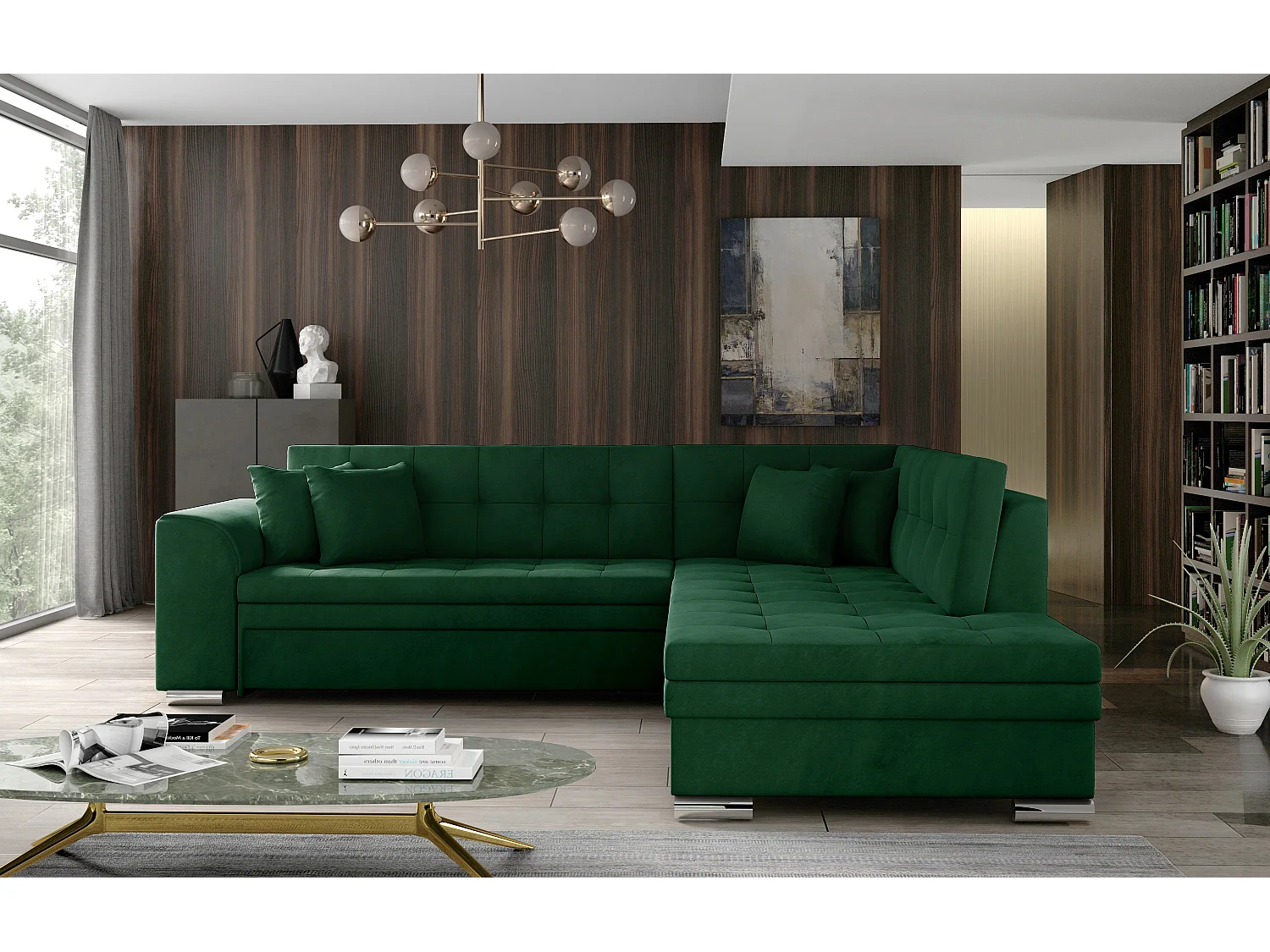 Divano d'angolo Atlanta R/Tessuto-Verde