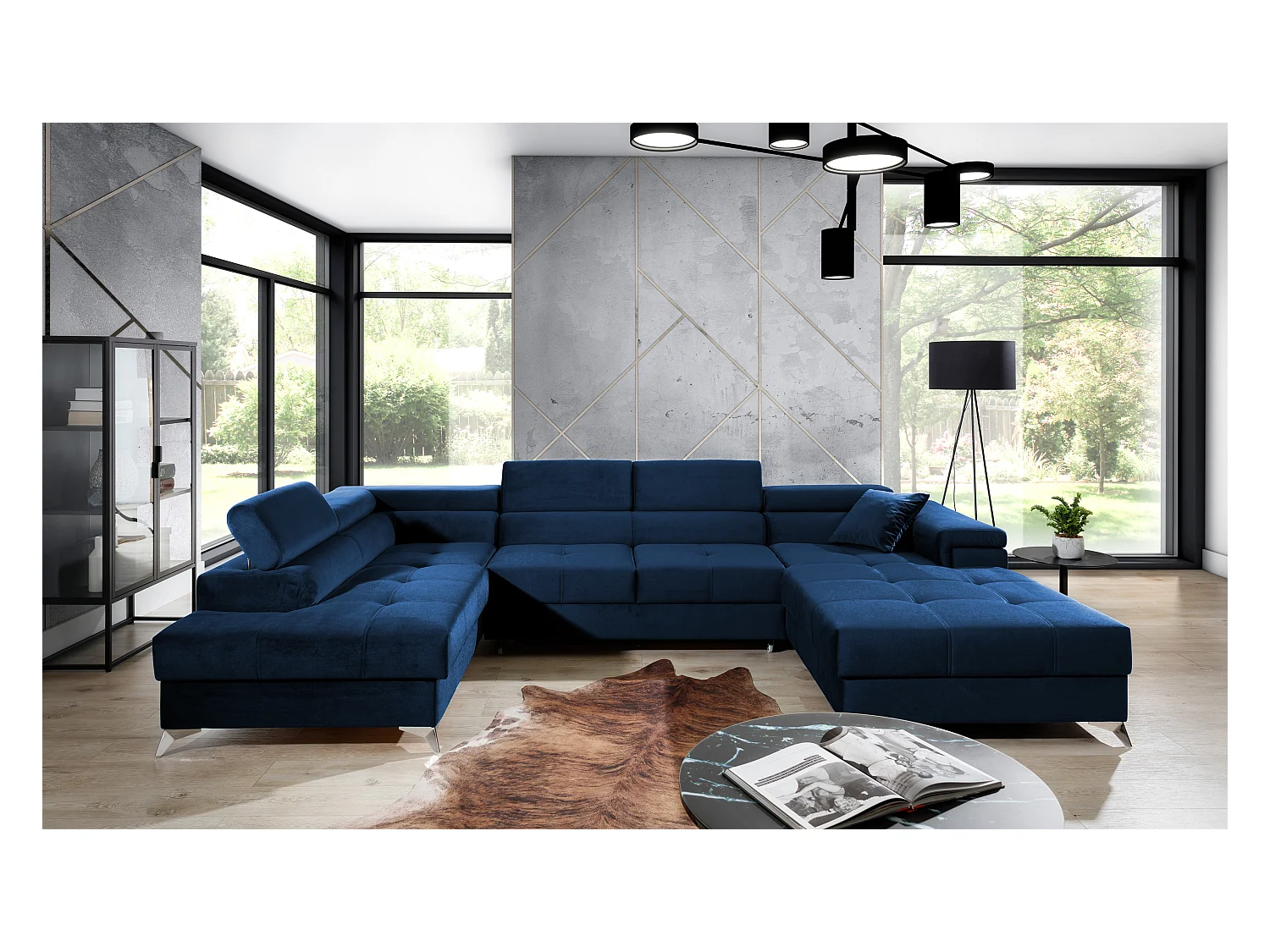 Divano d'angolo Perano UL/Tessuto-Blu