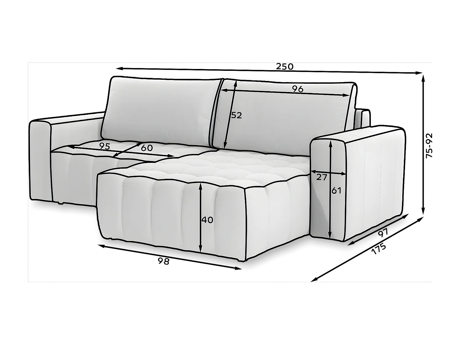 Canapé Corner Stelvino R/Tissu/Vert/En stock