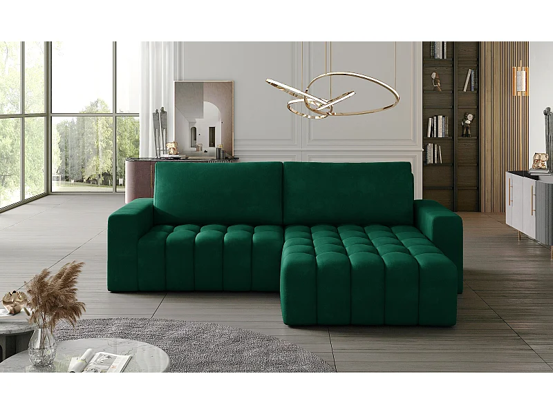 Canapé Corner Stelvino R/Tissu/Vert/En stock