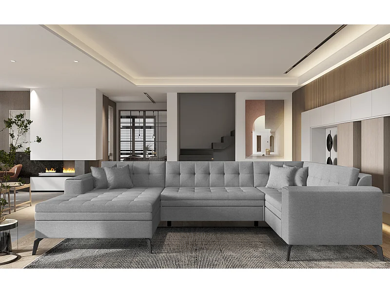 Ecksofa Solvio UL/Stoff-Grau