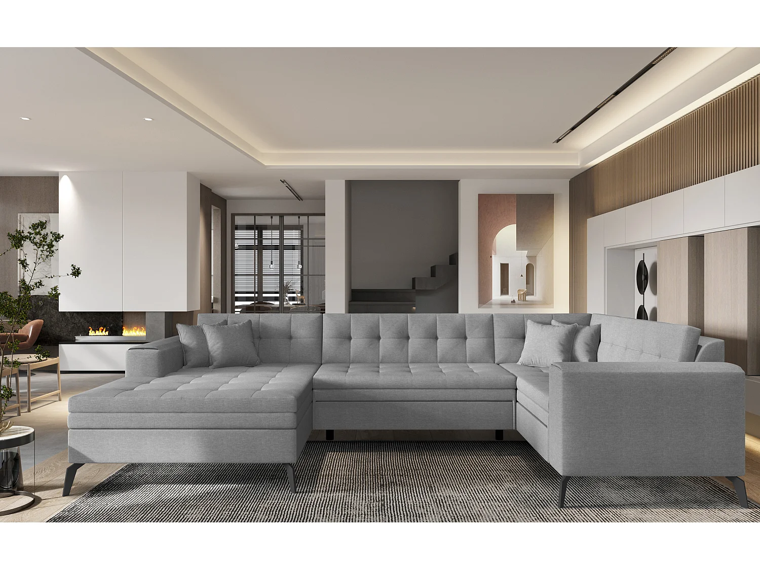 Ecksofa Solvio UL/Stoff-Grau