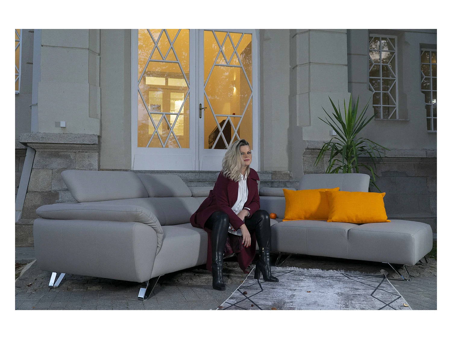 Divano d'angolo Tesla R/ Tessuto-Bianco