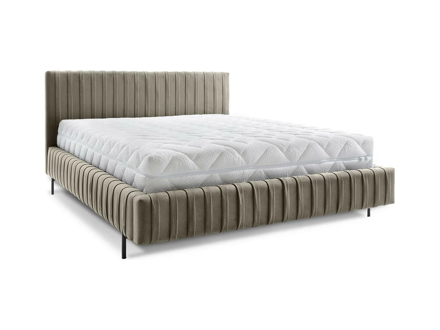 Lit coffre Plika prestige – Design et tissu pour un confort absolu-Couleur Marron clair-140x200