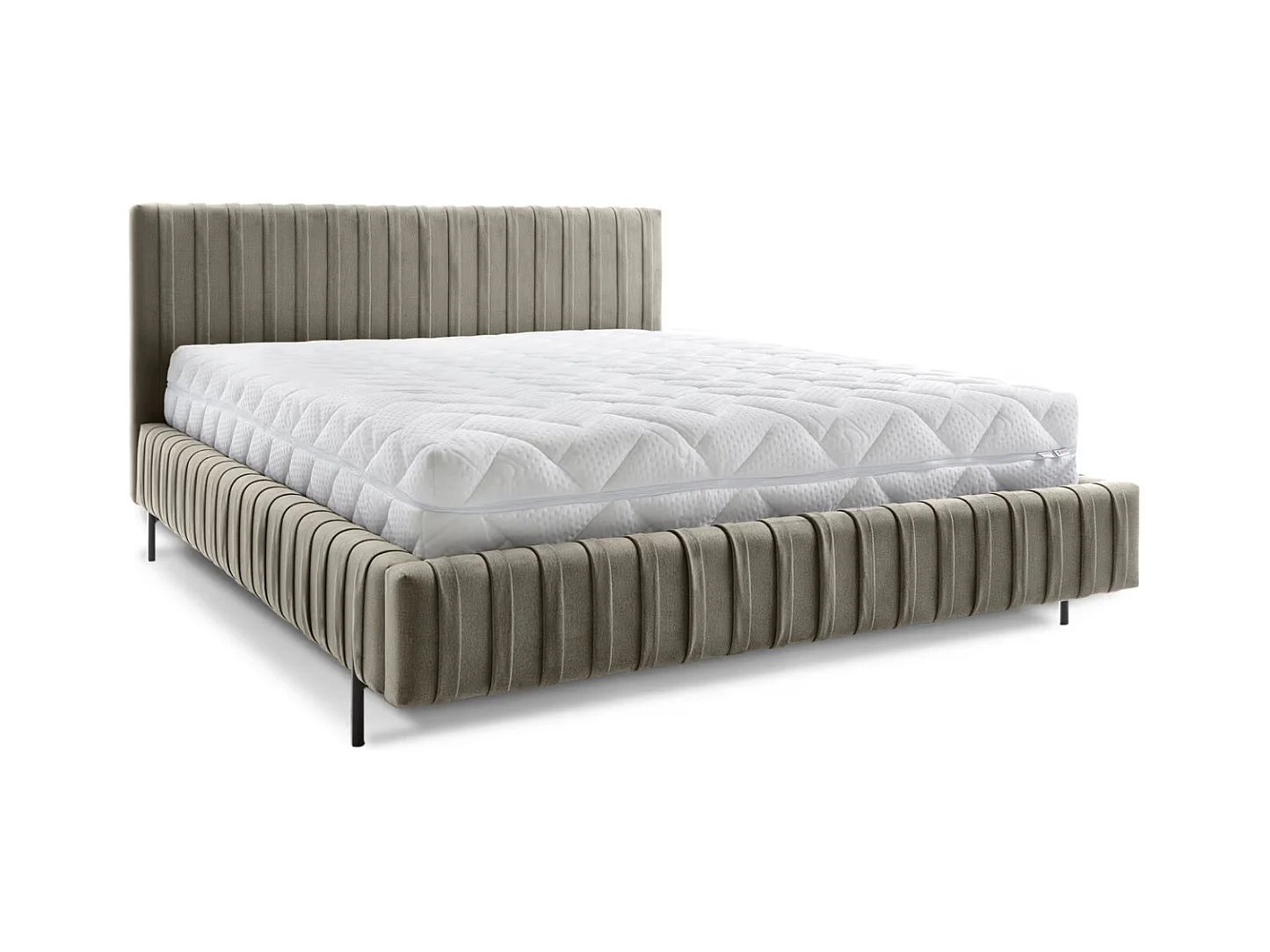 Lit coffre Plika prestige – Design et tissu pour un confort absolu-Couleur Marron clair-180x200