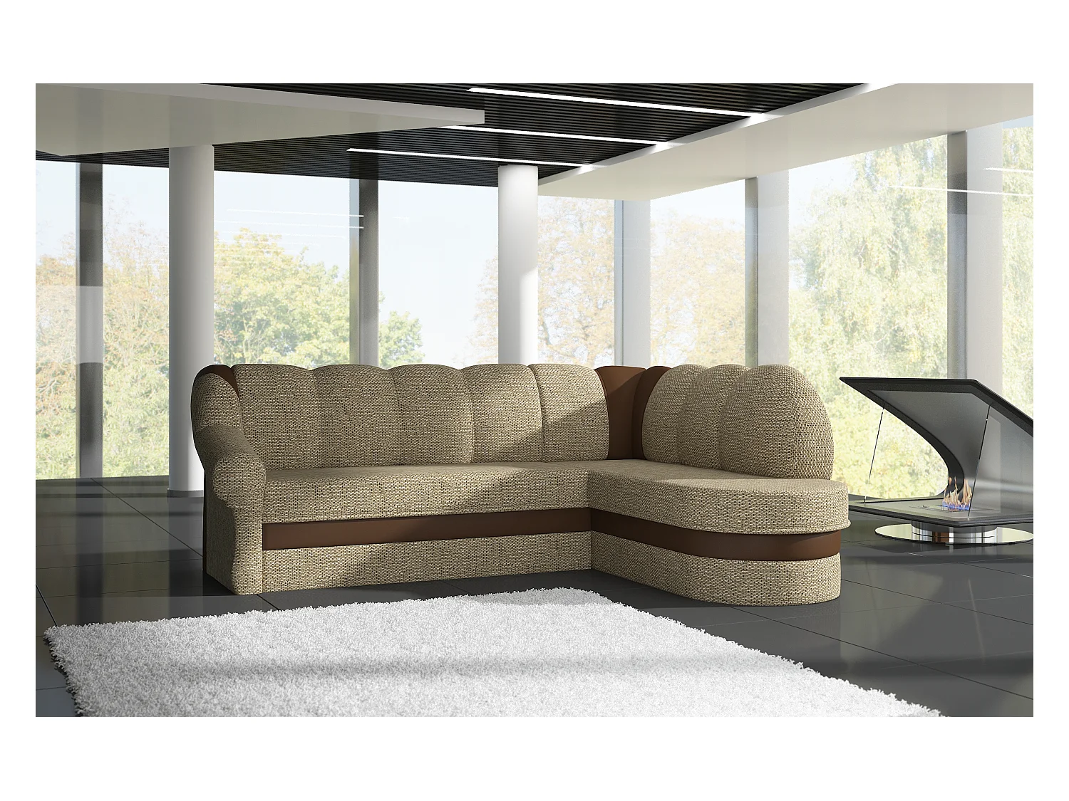 Canapé Corner Fuente R/Tissu-Beige