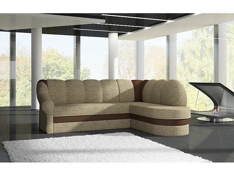 Ecksofa Fuente R/Stoff-Beige