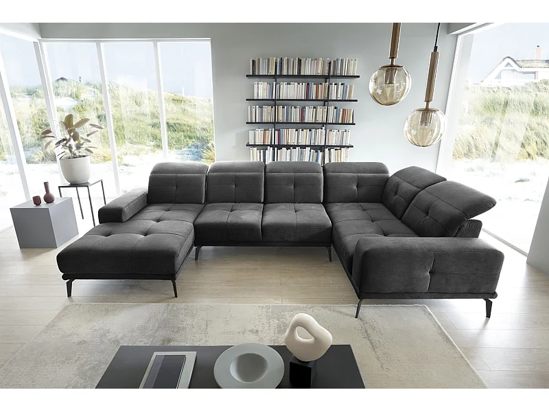 Divano d'angolo Conrado UR/Tessuto-Antracite