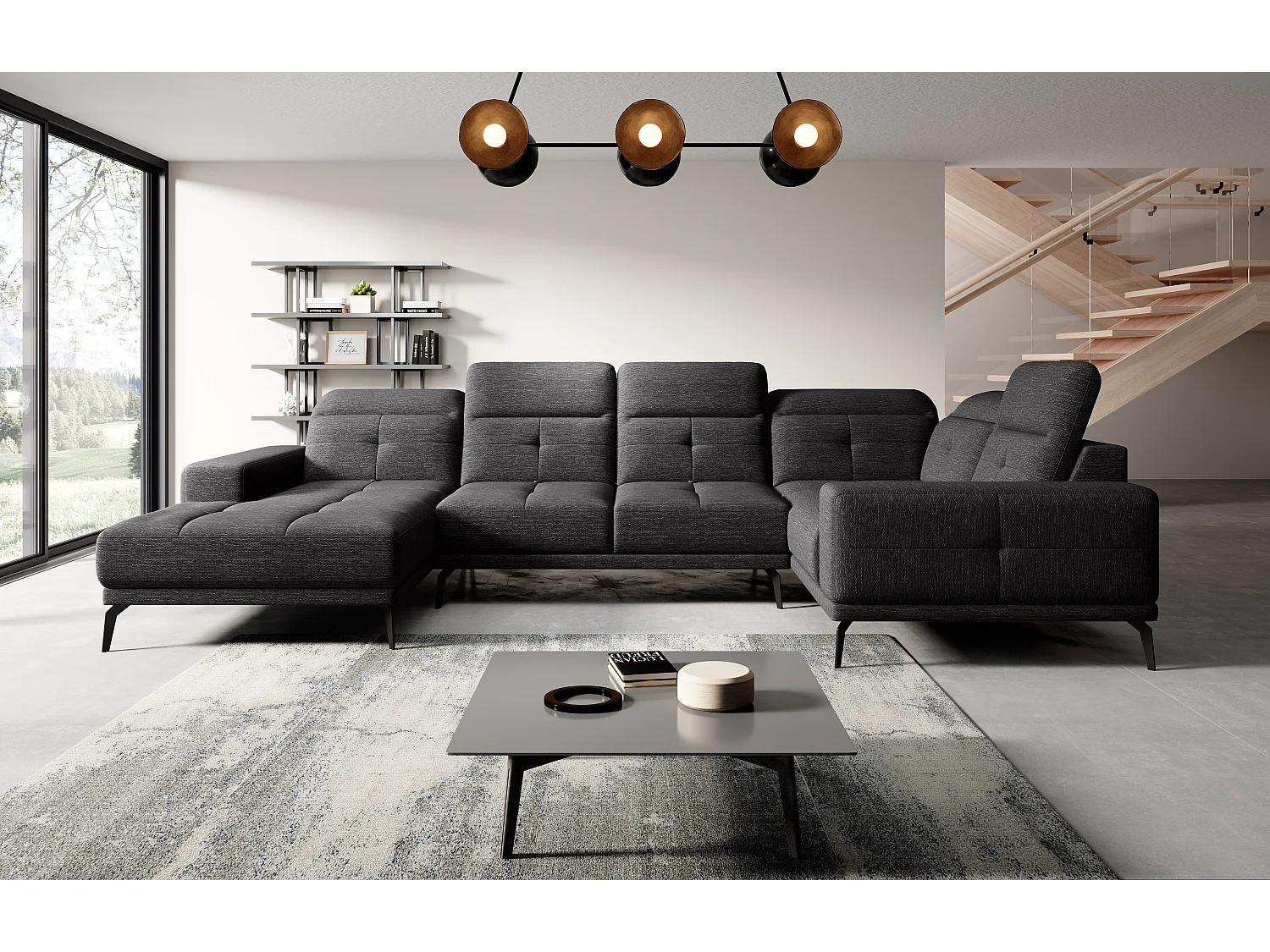 Ecksofa Conrado UR/Stoffbezug/Anthrazit