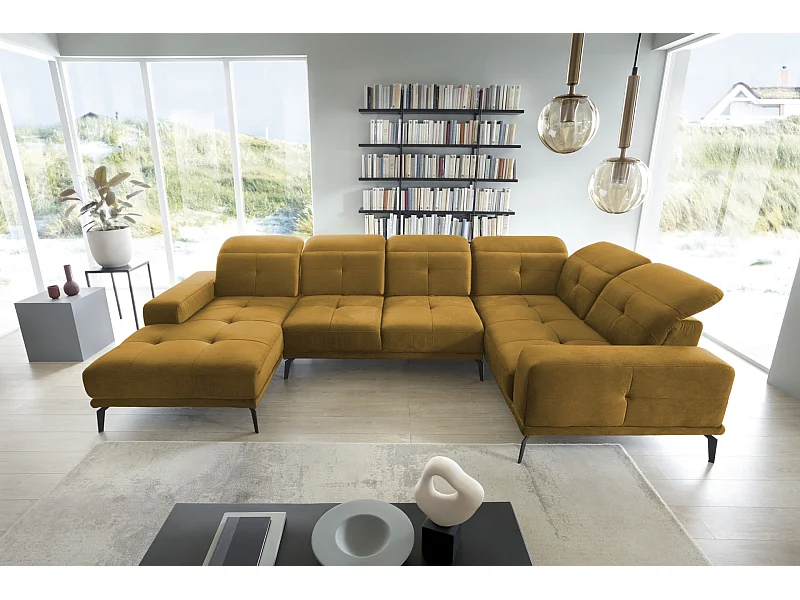 Canapé Corner Conrado UR/Tissu-Jaune