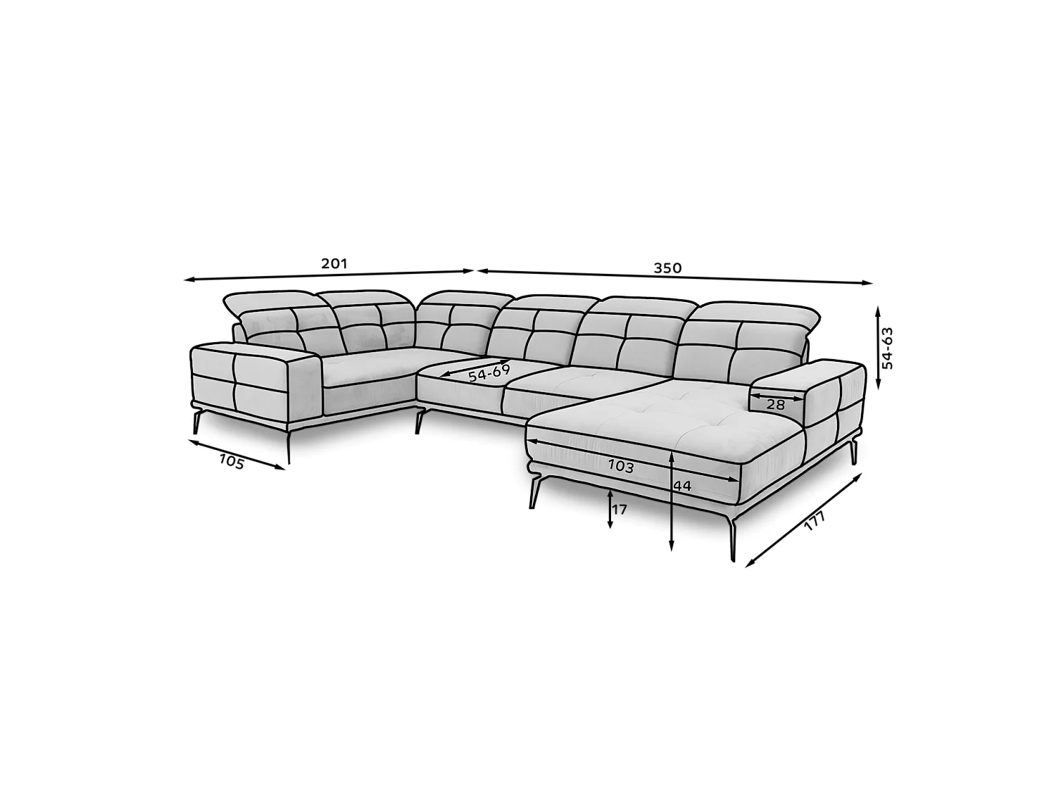 Ecksofa Conrado UR/Stoff-Gelb