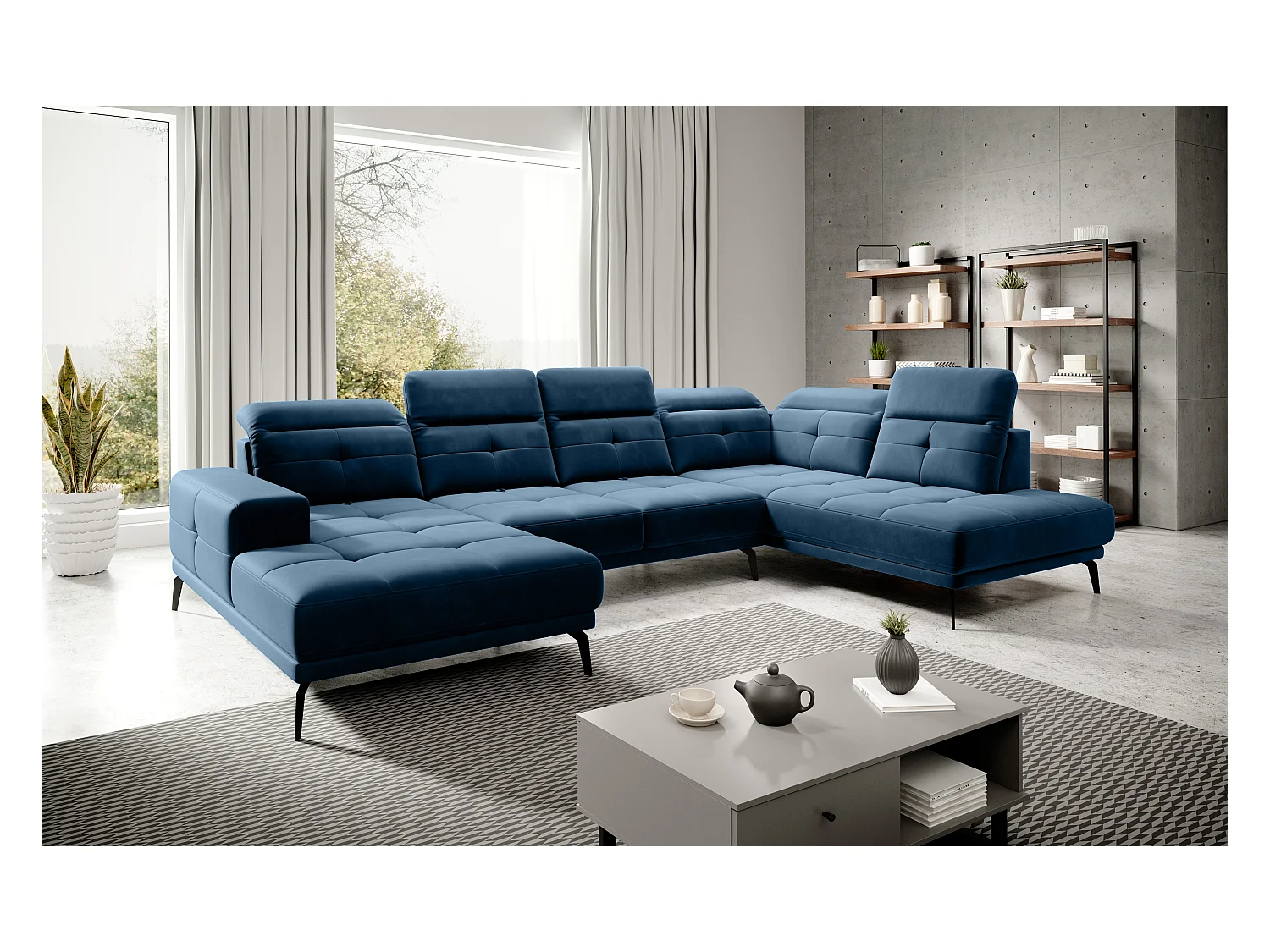 Divano d'angolo Luton UR/Tessuto-Blu