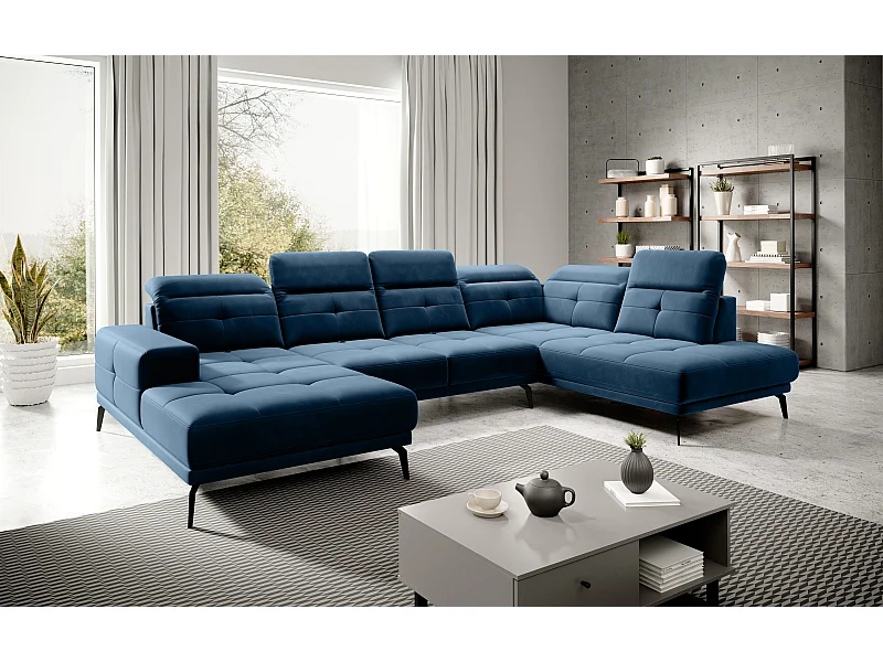 Canapé Corner Luton UR/Tissu-Bleu