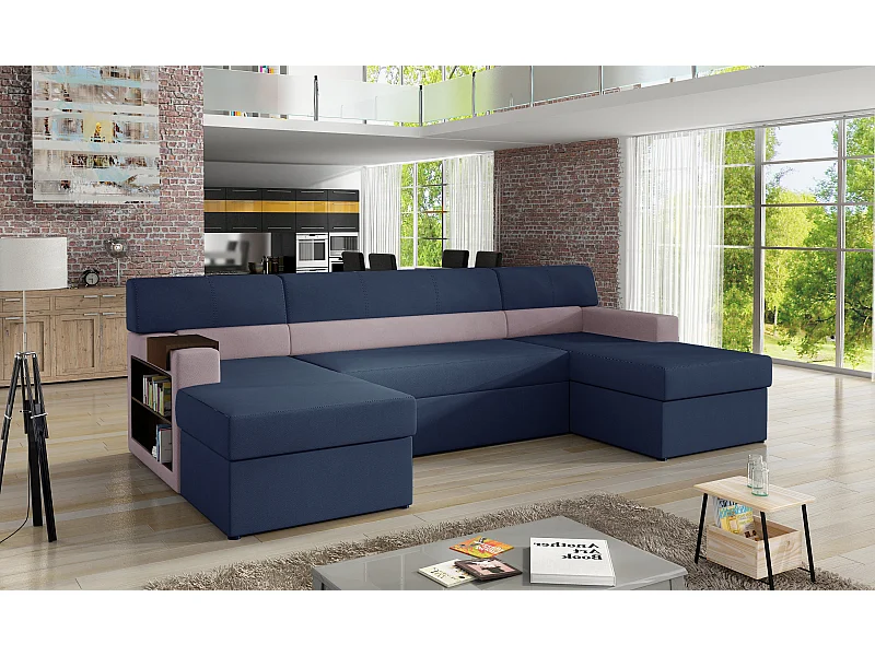 Ecksofa Larion/Stoffbezug/Blau