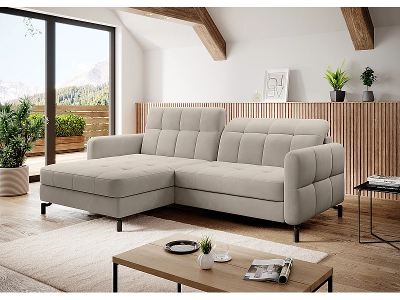 Canapé Corner Anna L/Tissu-Beige