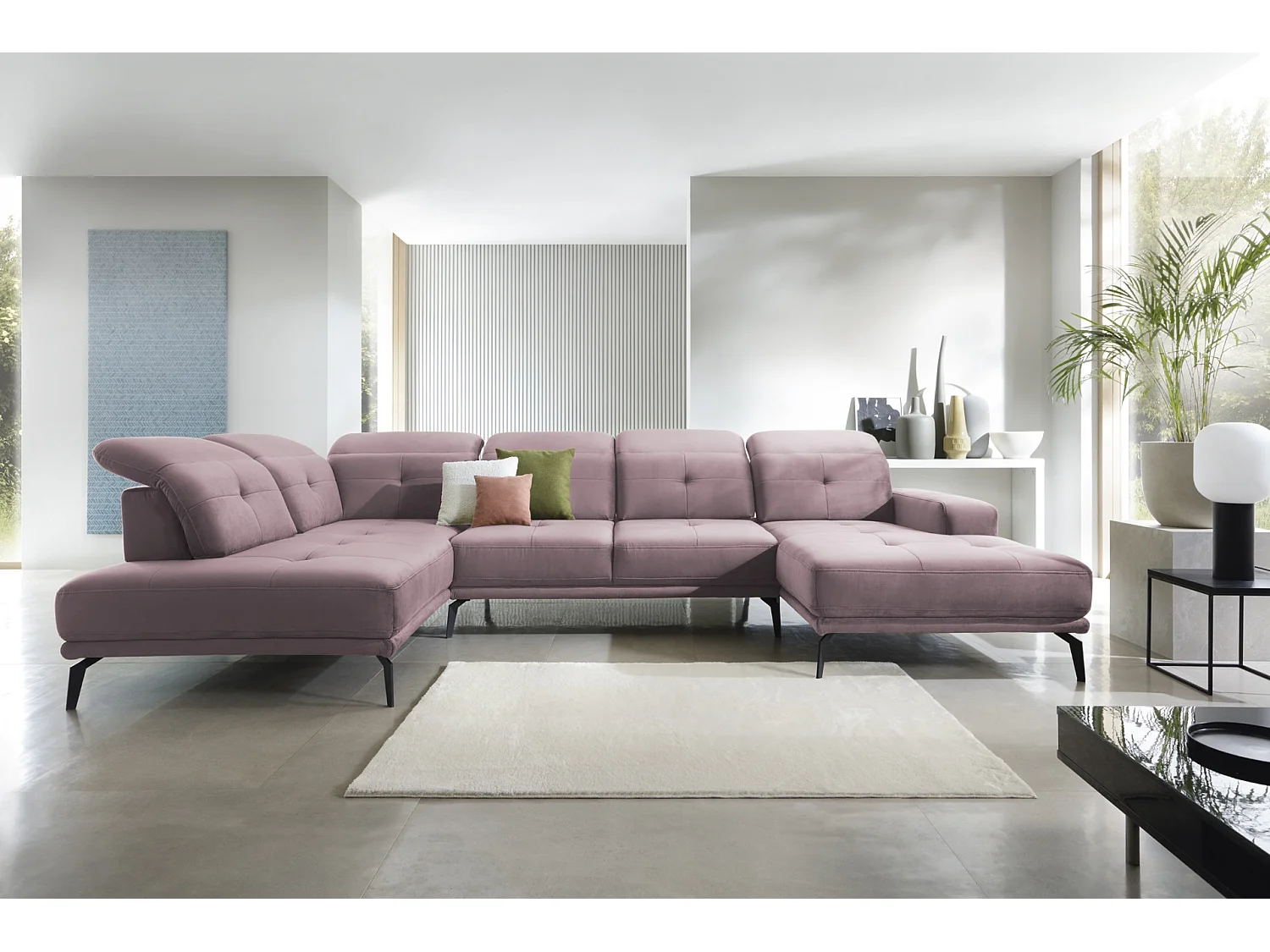 Ecksofa Luton UL/Stoff-Rose