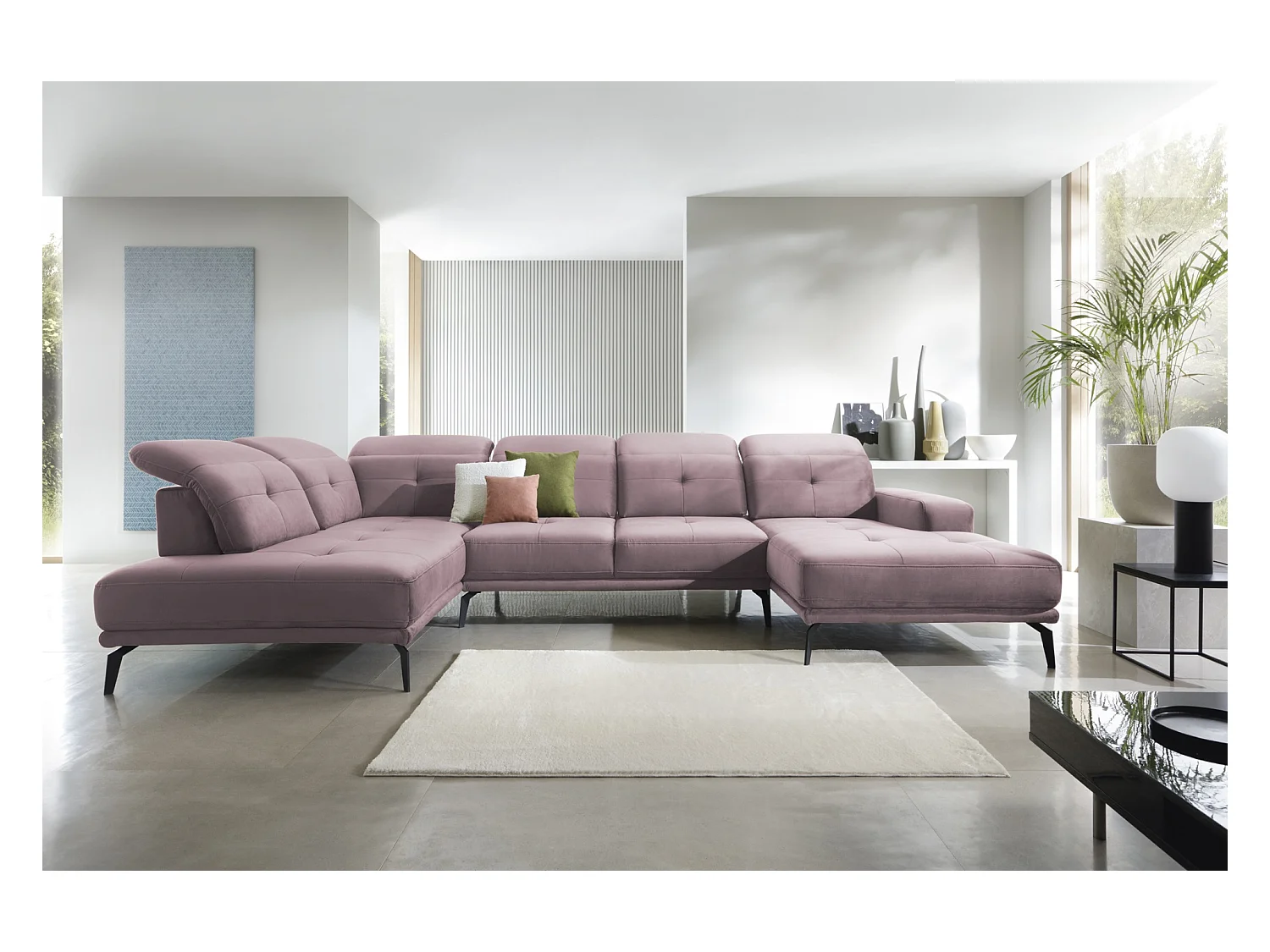 Divano d'angolo Luton UL/Tessuto-Rosa