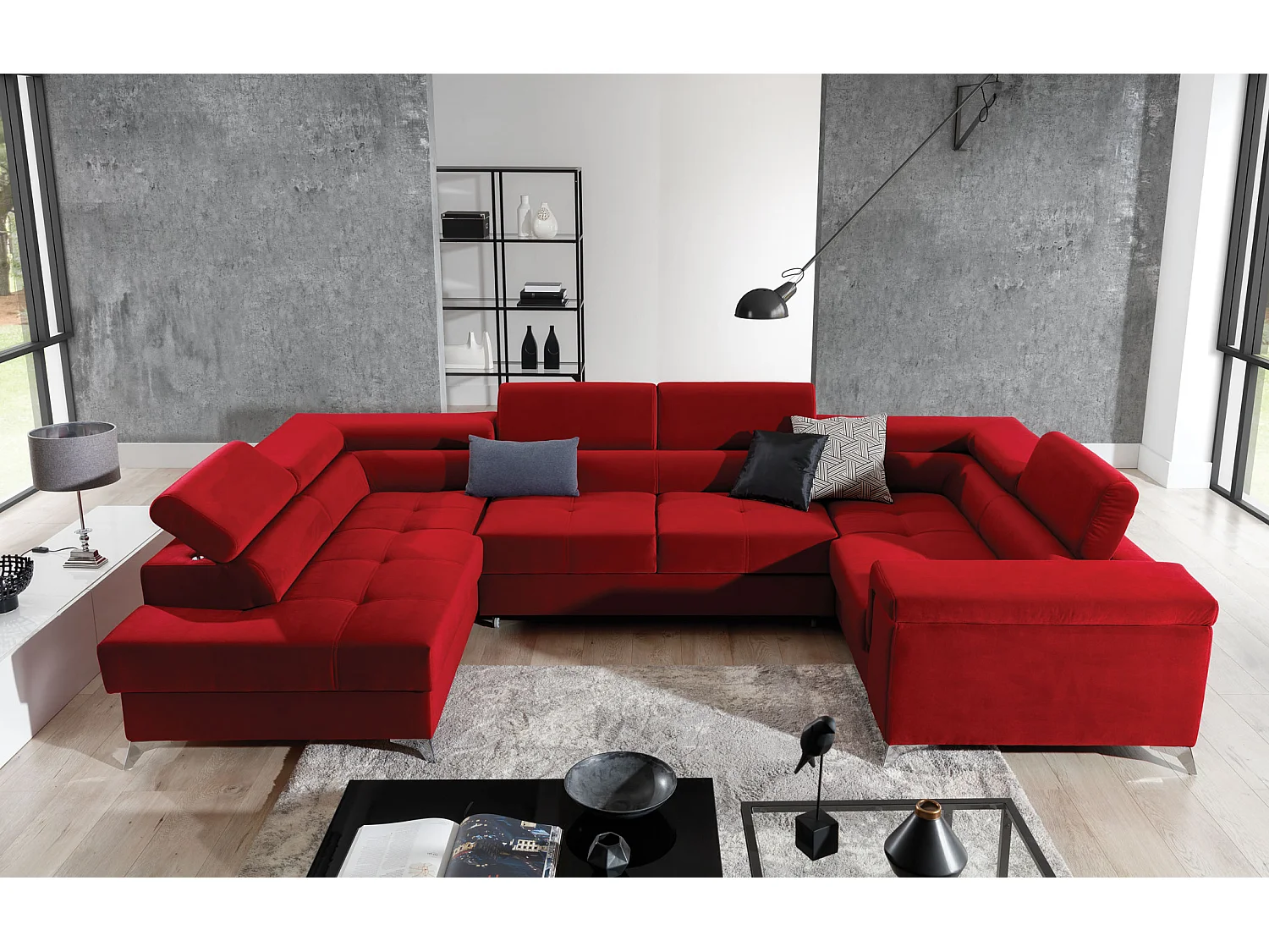 Ecksofa Roberto UL/Stoffbezug-Rot