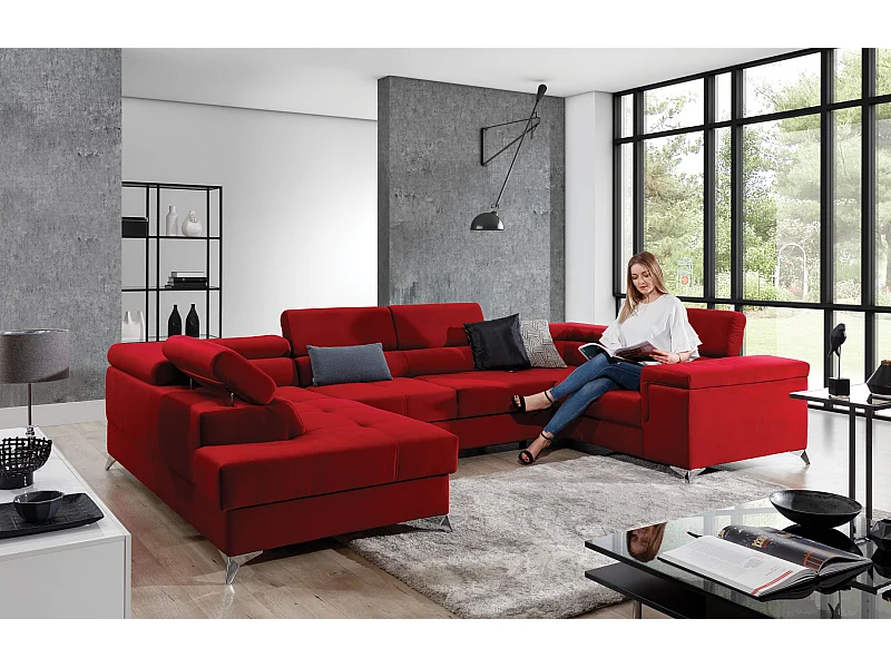 Ecksofa Roberto UL/Stoffbezug-Rot