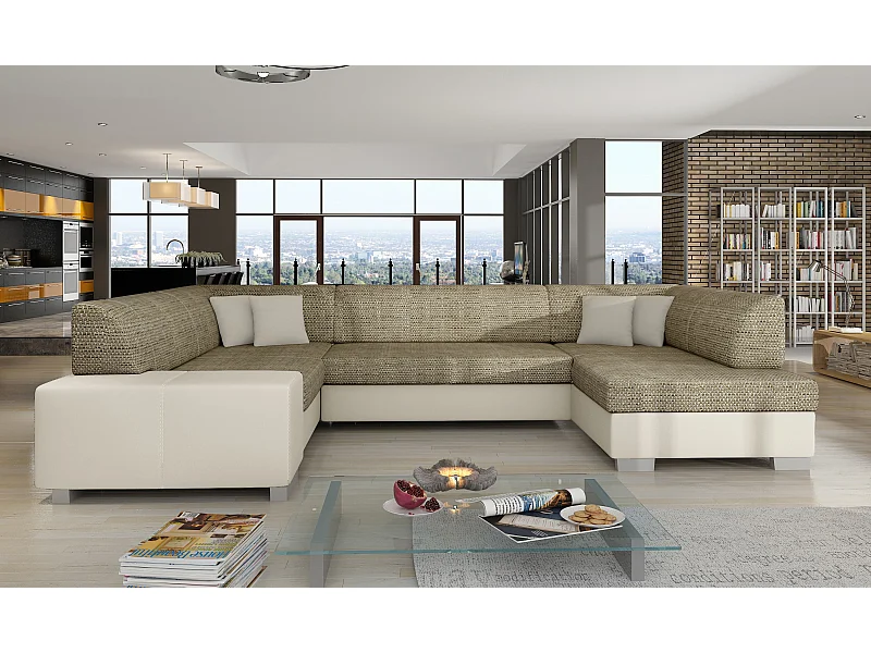 Divano d'angolo Violla UR/ Tessuto-Beige&Marrone