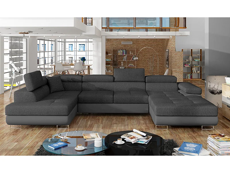 Ecksofa Trebino UL/Stoffbezug/Grau