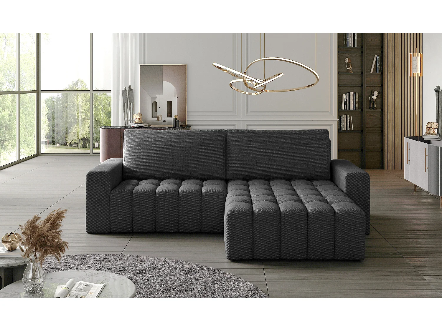 Canapé Corner Stelvino R/Tissu-Anthracite