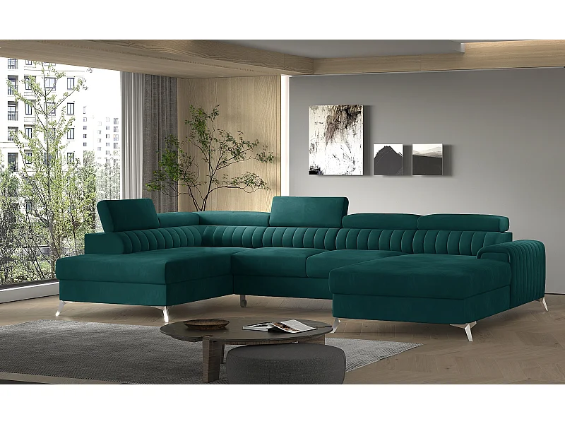 Ecksofa Exklusivo UL/Stoff-Grün