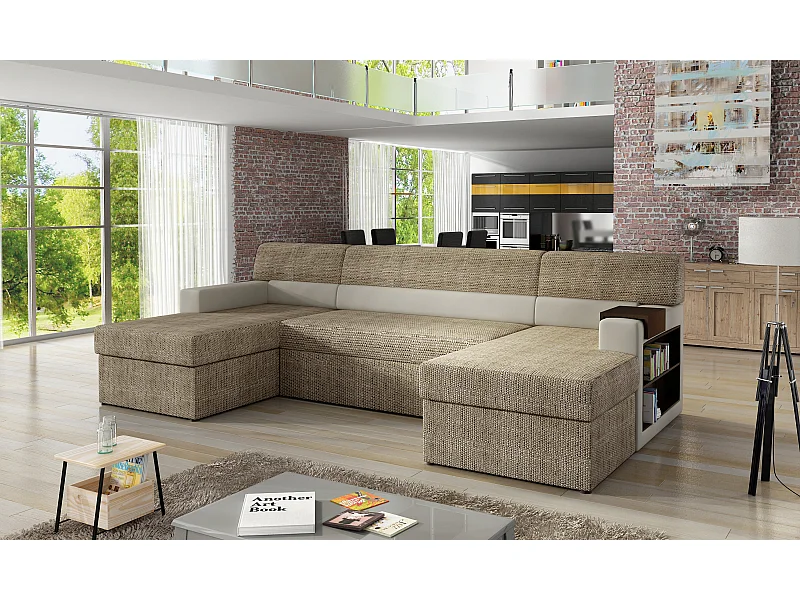 Canapé Corner Larion R/Tissu-Beige