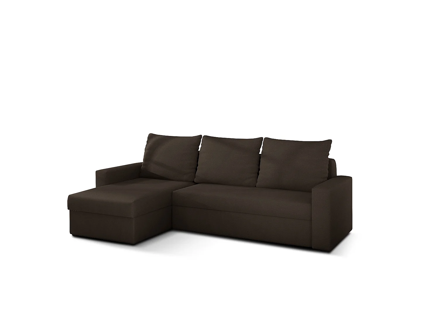 Sofá de canto Angolo L/tecido-castanho