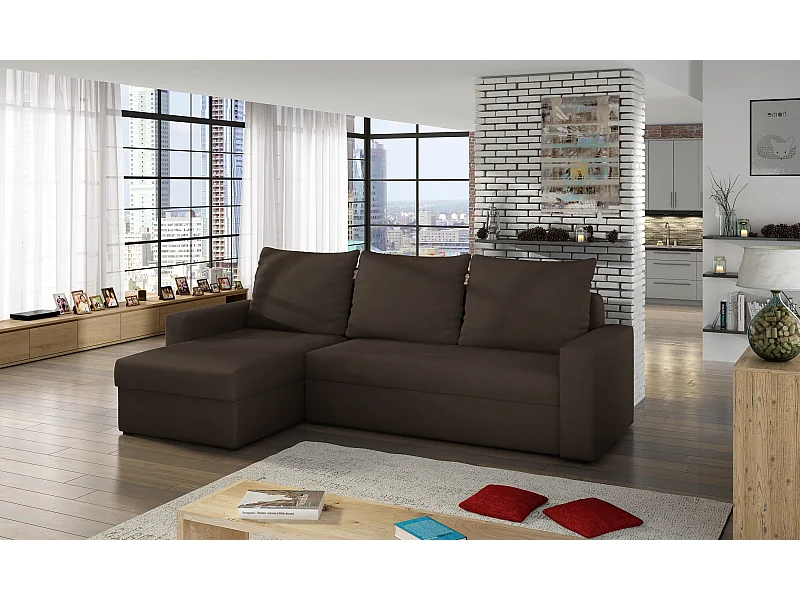 Ecksofa Angolo L/Stoff-Braun