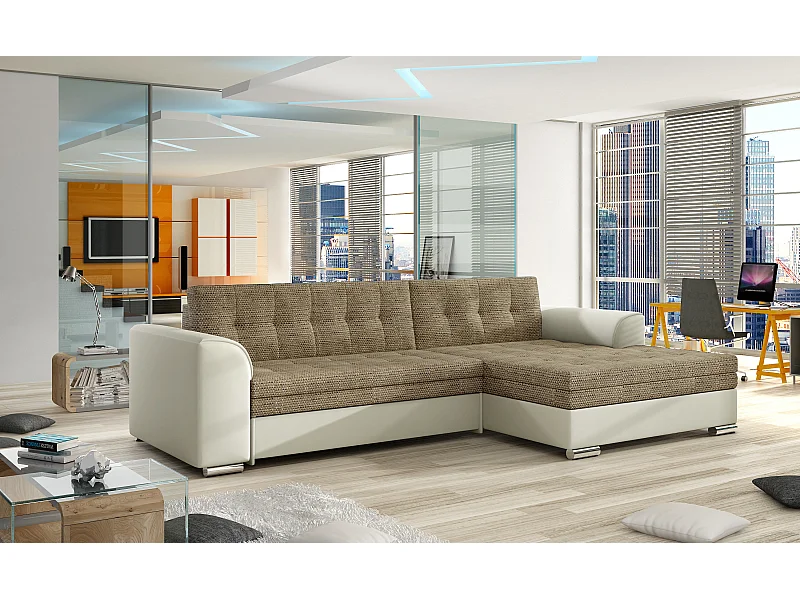 Ecksofa Merati R/Stoff-Beige