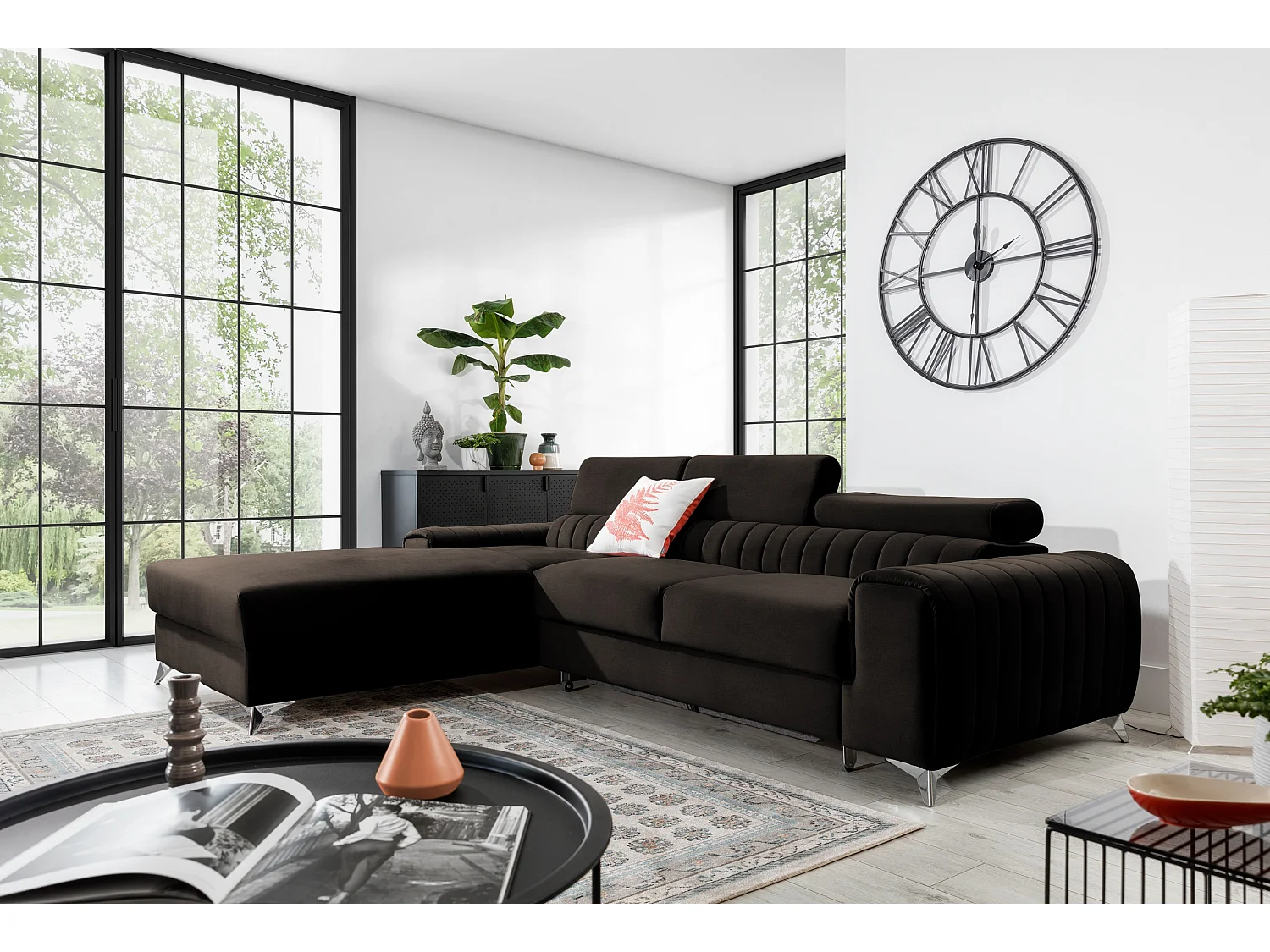 Ecksofa Futura L/Stoff-Braun