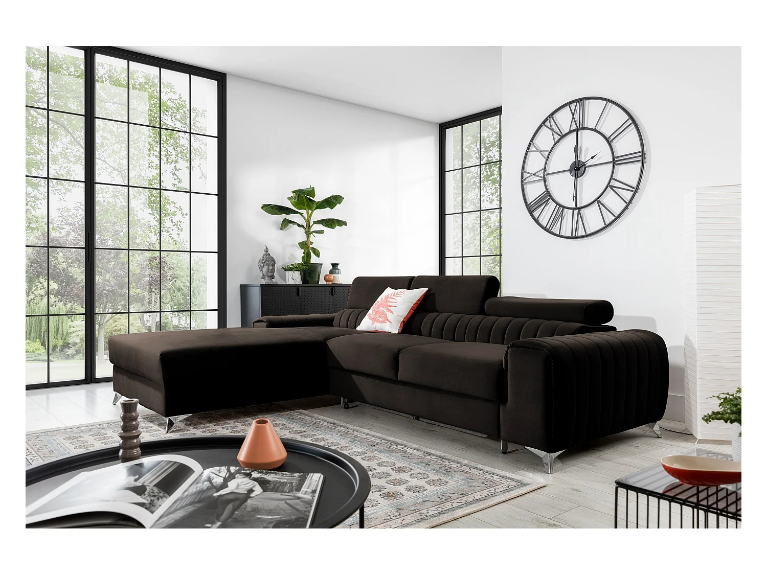 Ecksofa Futura L/Stoff-Braun