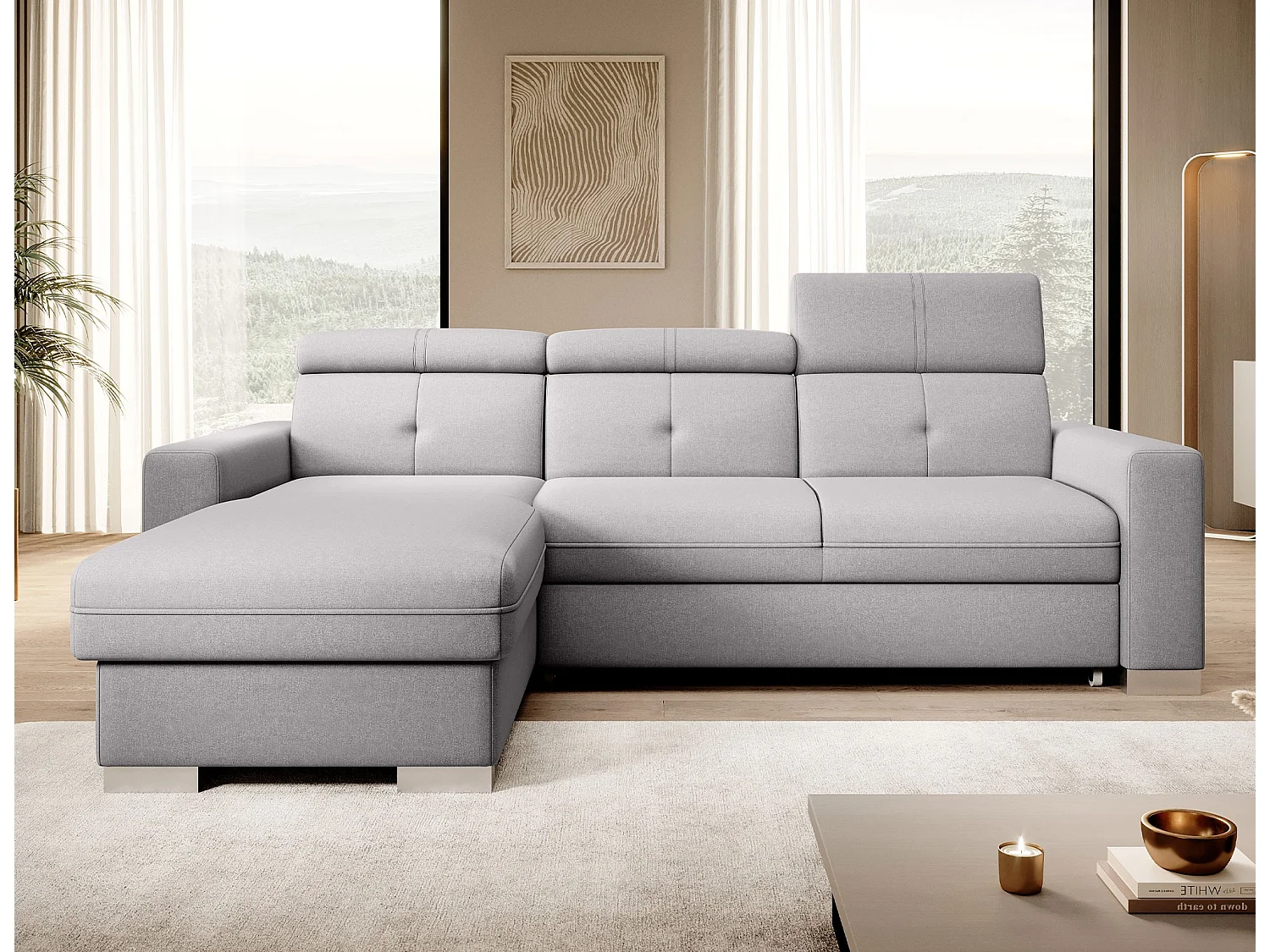 Ecksofa Vittorio L/Stoffbezug/Grau