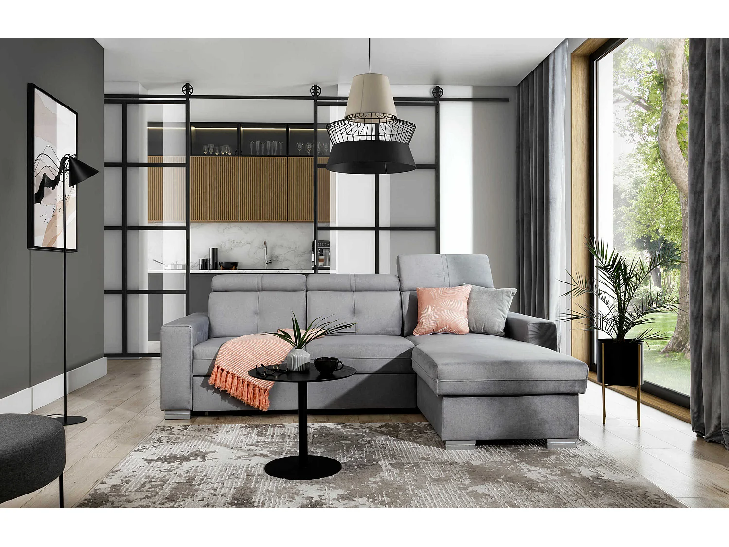 Ecksofa Vittorio R/Stoffbezug/Grau