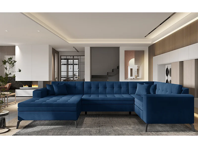 Ecksofa Solvio UL/Stoff-Blau