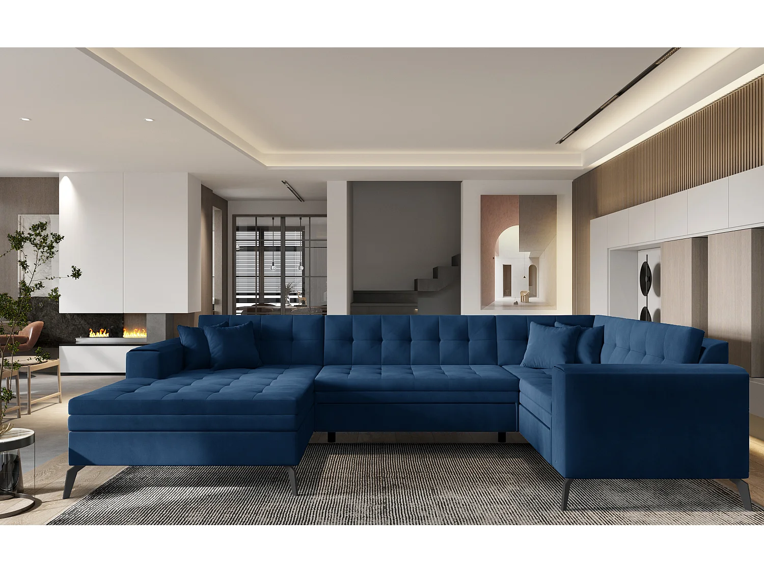 Ecksofa Solvio UL/Stoff-Blau