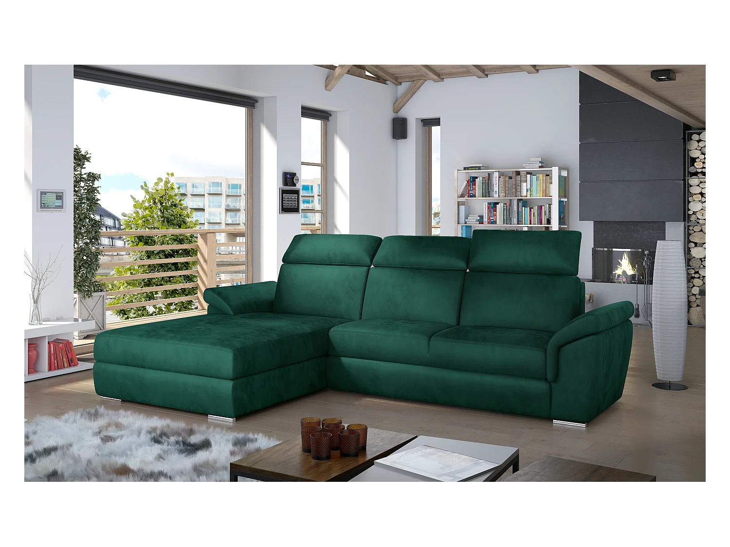 Ecksofa Jolly L/Stoff-Grün